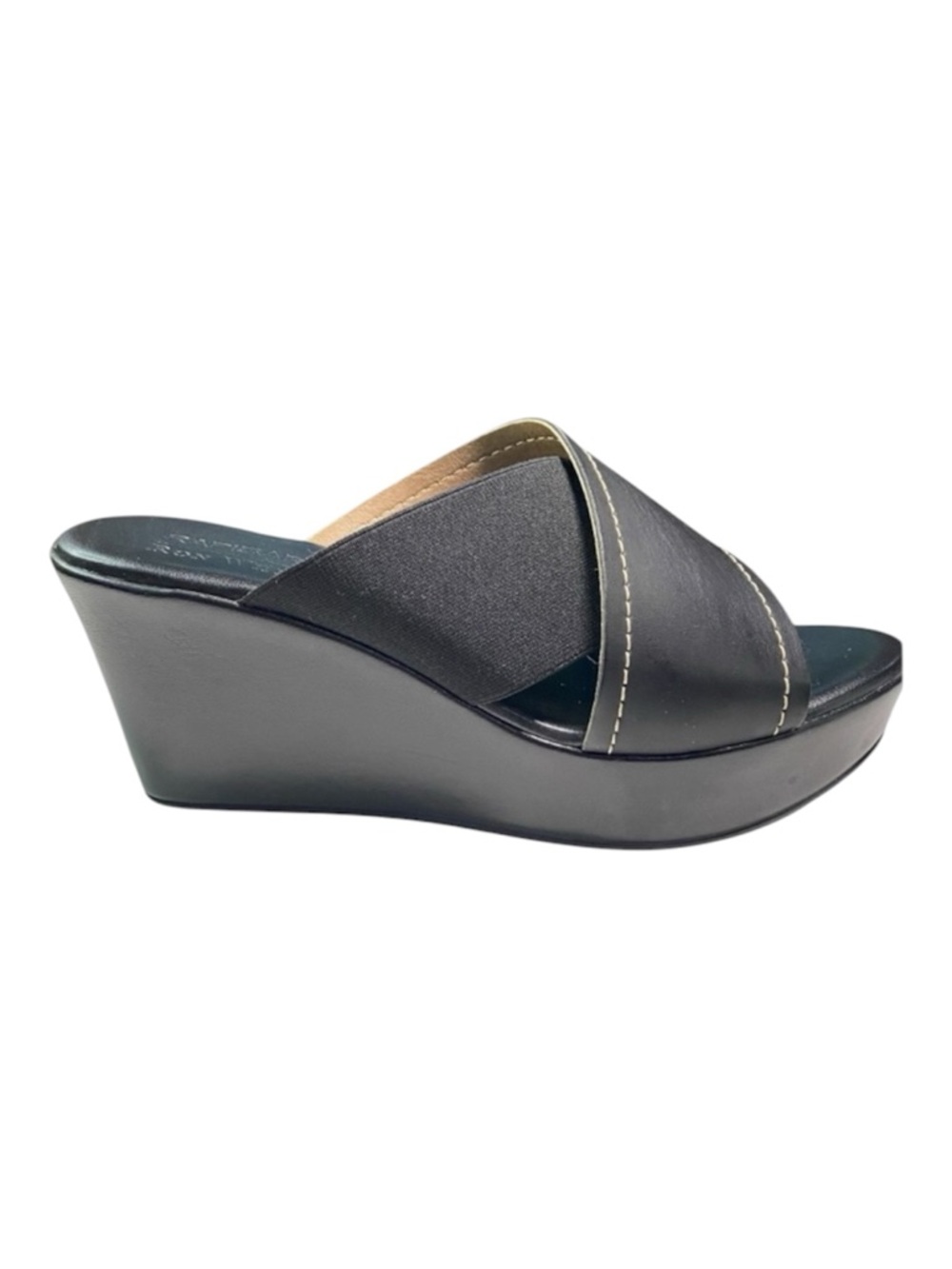 Ron White Rapisardi Slide Sandal Size 10/41 Olivia Wedge Black Summer Vacation